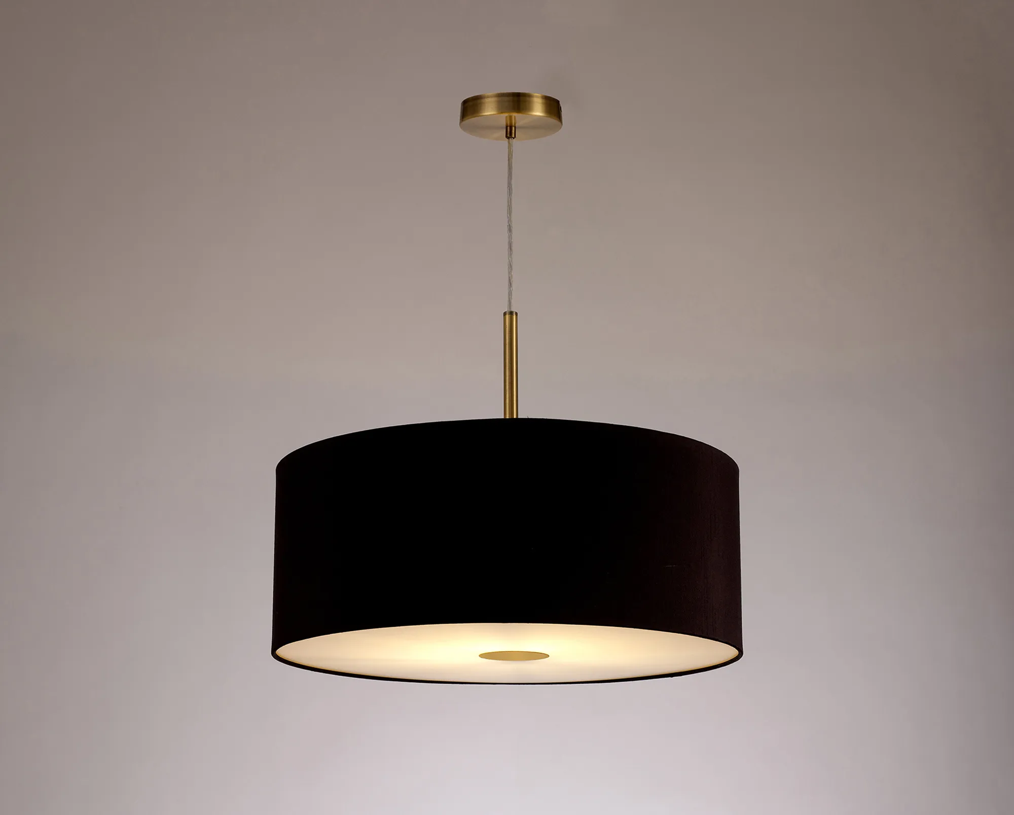 Baymont 50cm Pendant 1 Light Antique Brass, Midnight Black/Green Olive, Frosted Diffuser DK0227  Deco Baymont AB BL/GR